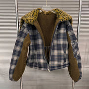 Plaid Zip-Up Cropped Jacket