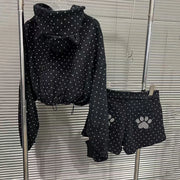 Polka-Dot Hoodie and Shorts Set