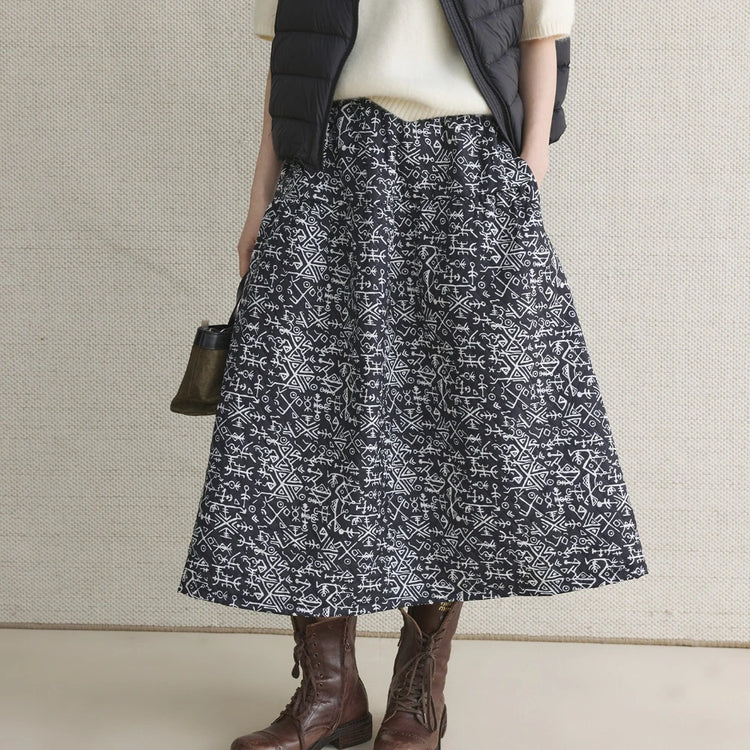 Abstract-Print A-Line Skirt