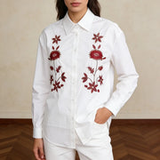 Floral Embroidered Button-Up Shirt