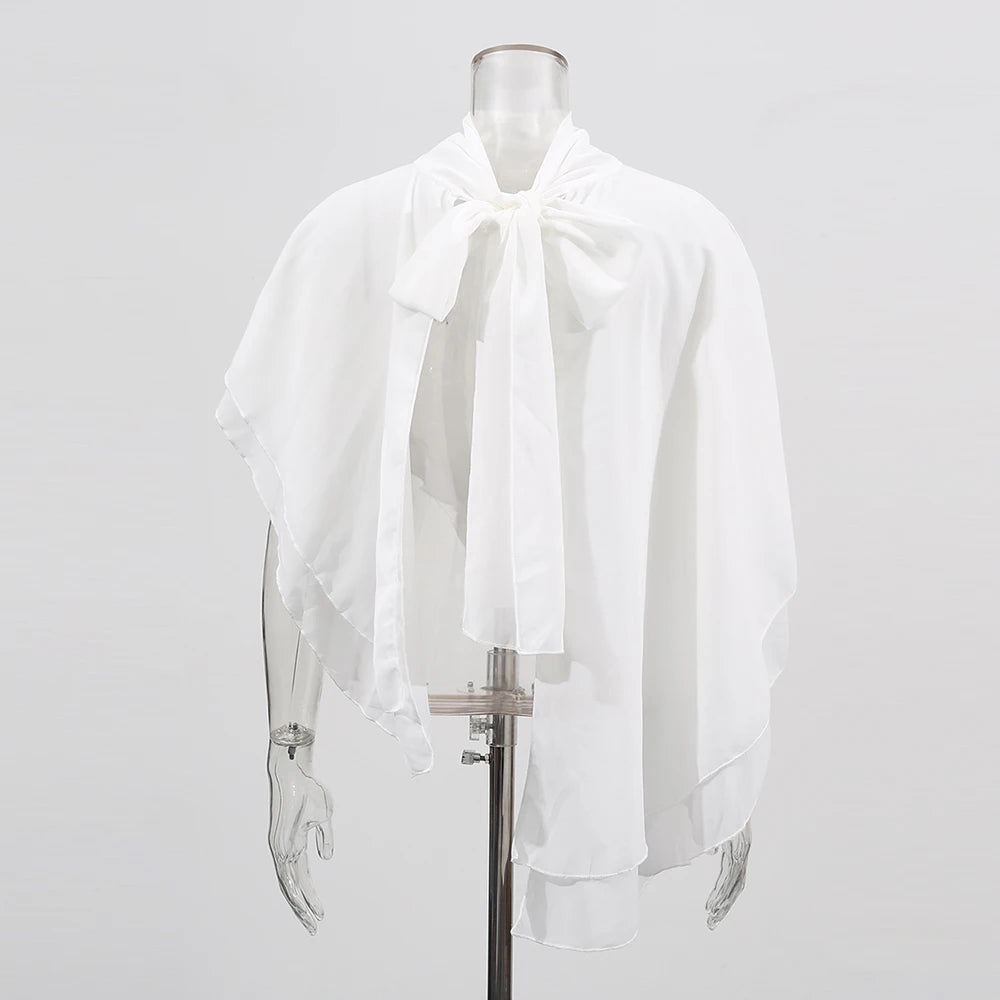 Tie-Neck Asymmetric Blouse