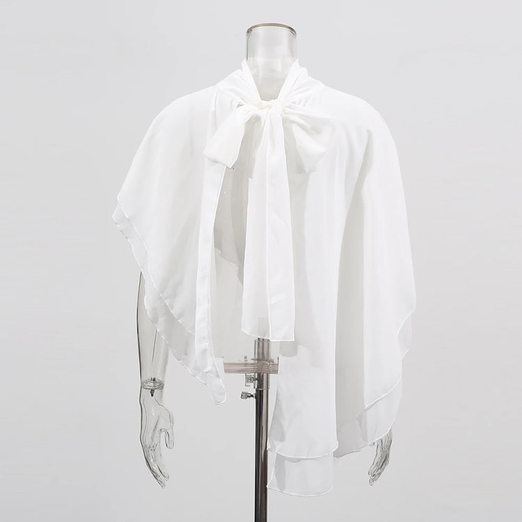 Tie-Neck Asymmetric Blouse