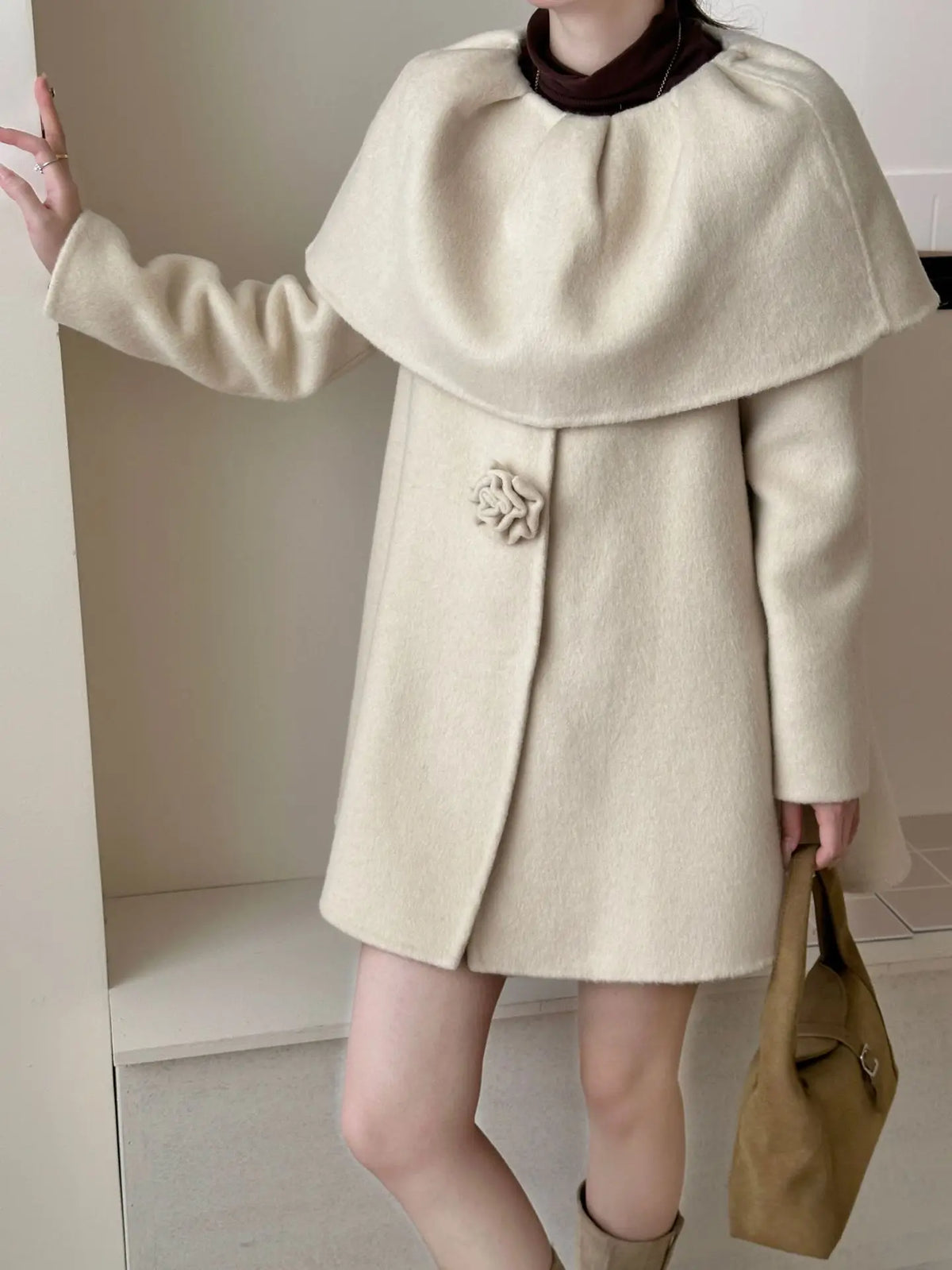 Floral-Button A-Line Jacket
