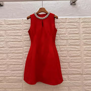Keyhole Sleeveless Flared Mini Dress
