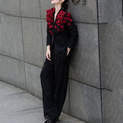 Floral Blazer and Wide-Leg Pants Set