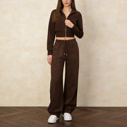 Cropped Jacket and Drawstring Pants Set