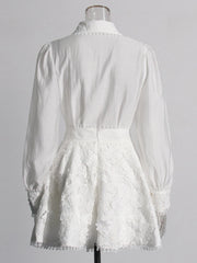 Blouse and Textured Mini Skirt Set