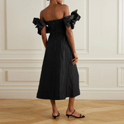 Ruffled Off-Shoulder Midi Dress
