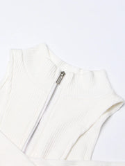 Zip-Neck Cold-Shoulder Top