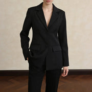 Notched-Lapel Single-Button Blazer
