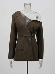 Asymmetric-Neck Tailored Jacket