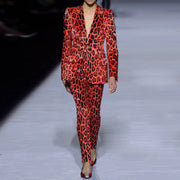 Leopard-Print Blazer and Pants Set