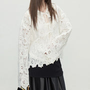 Scalloped-Hem Lace Blouse