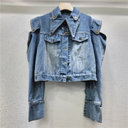 Cutout-Shoulder Button-Front Jacket