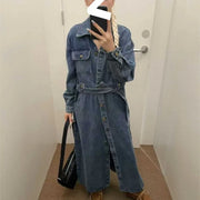 Button-Front Long Shirt Dress