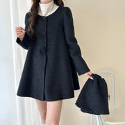 Floral-Button A-Line Jacket