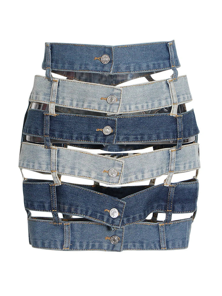 Cutout Button-Detail Mini Skirt