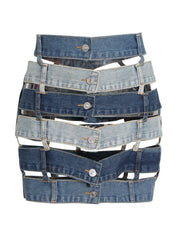 Cutout Button-Detail Mini Skirt