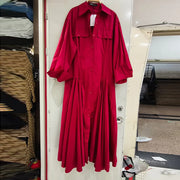 Pleated Long-Sleeve Shirt Dress