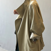 Oversized-Collar Relaxed Trench Coat