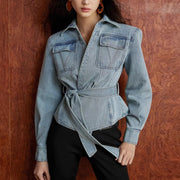 Tie-Waist Patch-Pocket Jacket