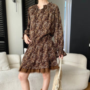 Paisley-Print Ruffled Mini Dress