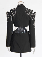 Embellished Cutout Longline Blazer