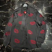 Lip-Motif Collared Shirt