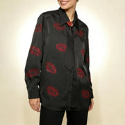 Lip-Motif Collared Shirt