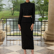 Embellished Top and Long Skirt Set