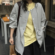 Round-Neck Button-Front Jacket