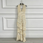 Ruched Halter Ruffle Dress
