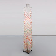 Chevron Sleeveless Long Dress