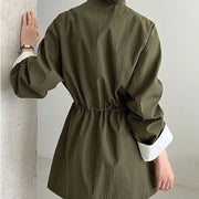 Stand-Collar Utility Trench Coat