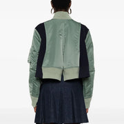 Contrast-Sleeve Bomber Jacket