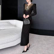Embellished Puff-Sleeve Dress