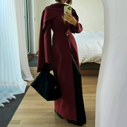 Cape-Overlay Long Trench Coat