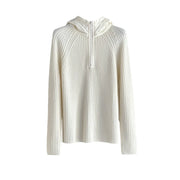 Ribbed Hooded Zip-Up Cardigan