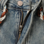 Distressed Wide-Leg Long Shorts