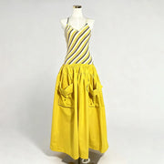 Striped-Bodice Pocket Dress