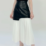 Colorblock Pleated-Panel Skirt