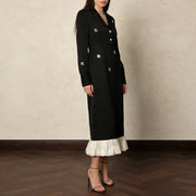 Ruffle-Hem Collared Dress