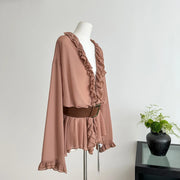 V-Neck Ruffle-Trim Blouse