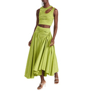 Ruched Cutout Top and Skirt Set