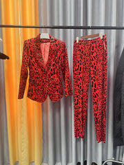 Leopard-Print Blazer and Pants Set