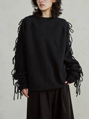 Tie-Sleeve Crewneck Sweater
