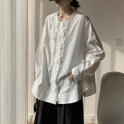 Lace-Panel Relaxed White Shirt