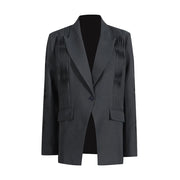 Pleated-Panel Tailored Blazer