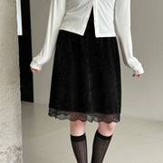Lace-Hem A-Line Skirt