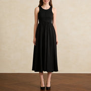 Gathered Sleeveless A-Line Dress